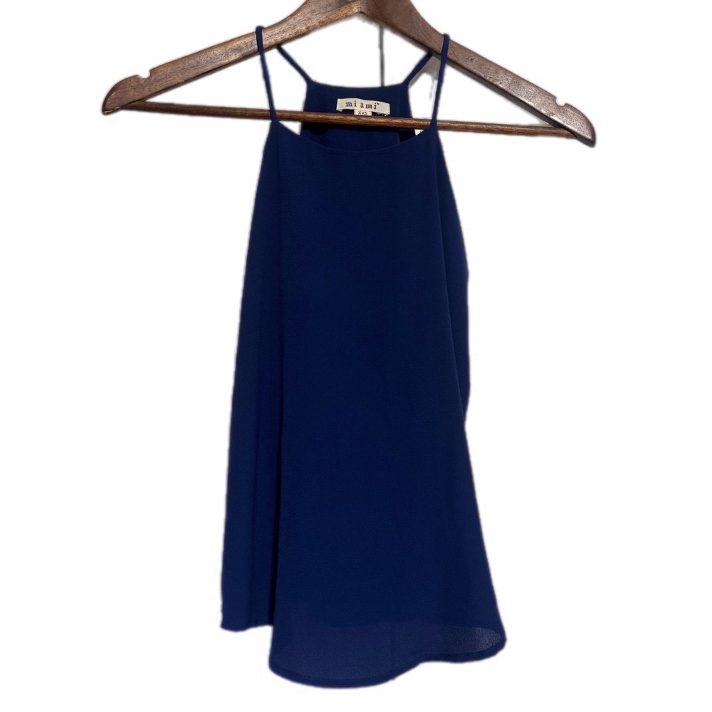 Mi Ami Halter Camisole Women XXS Navy Blue Excellent High Neck Spaghetti‎ Strap